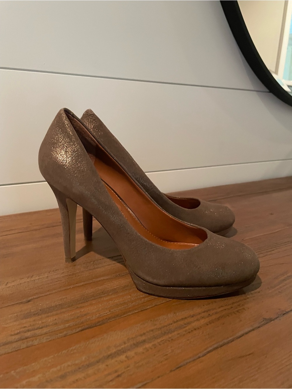 Banana Republic Taupe Shimmer Suede High Heel Pumps